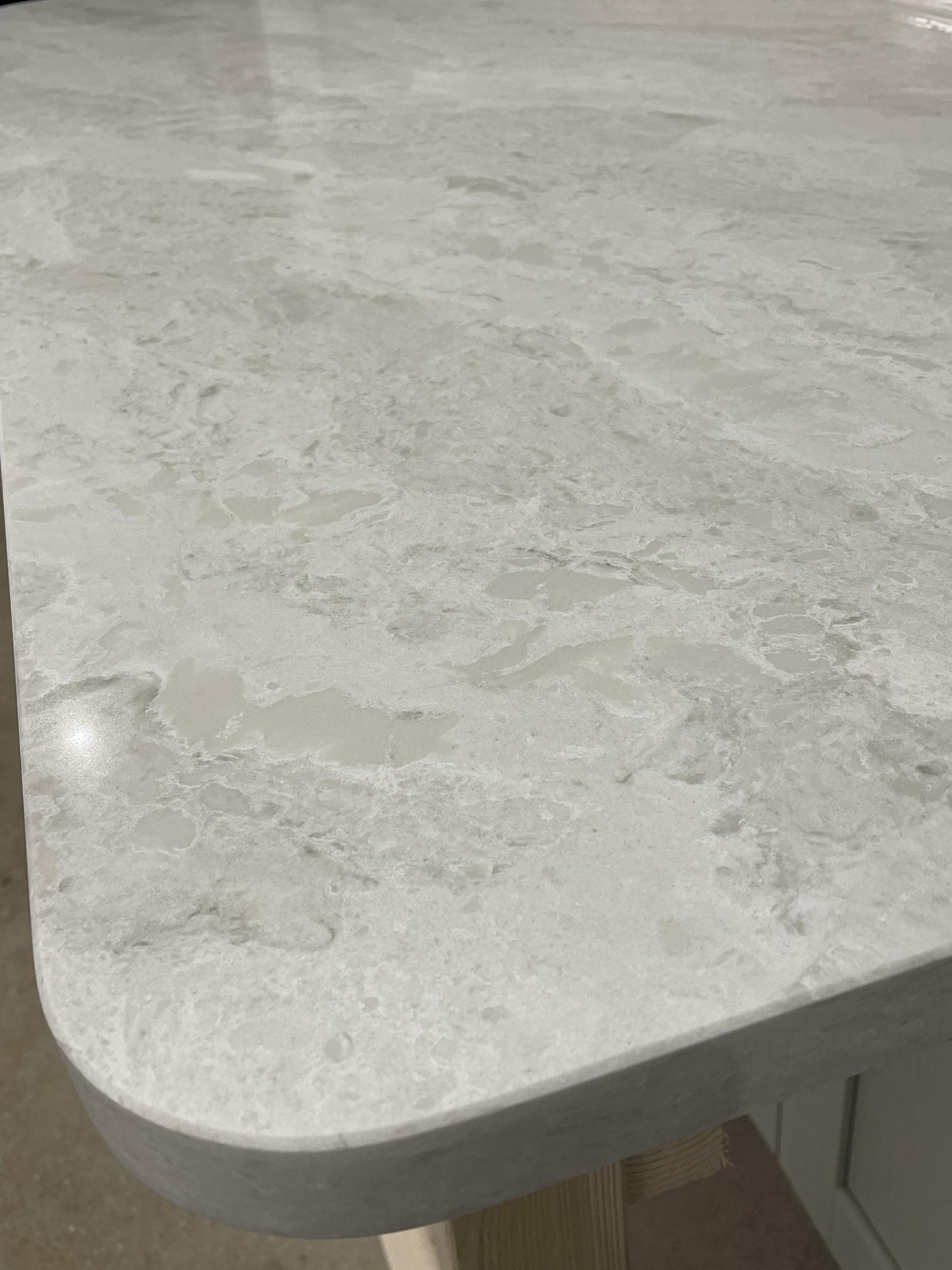 Taj Mahal Worktop with radius 50' curved corner double chamfered edge 