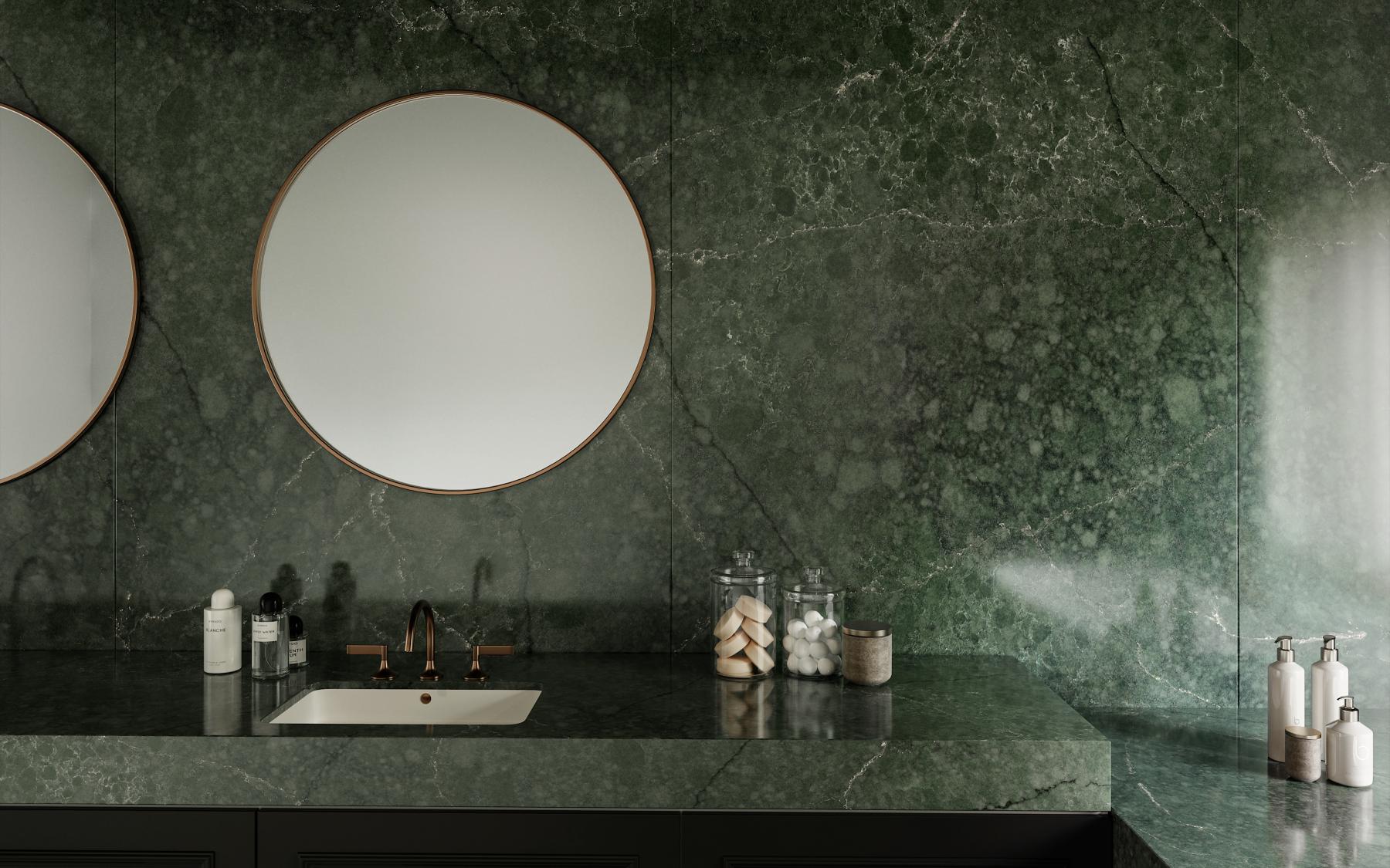 Jardin Emerald wall cladding and countertop 