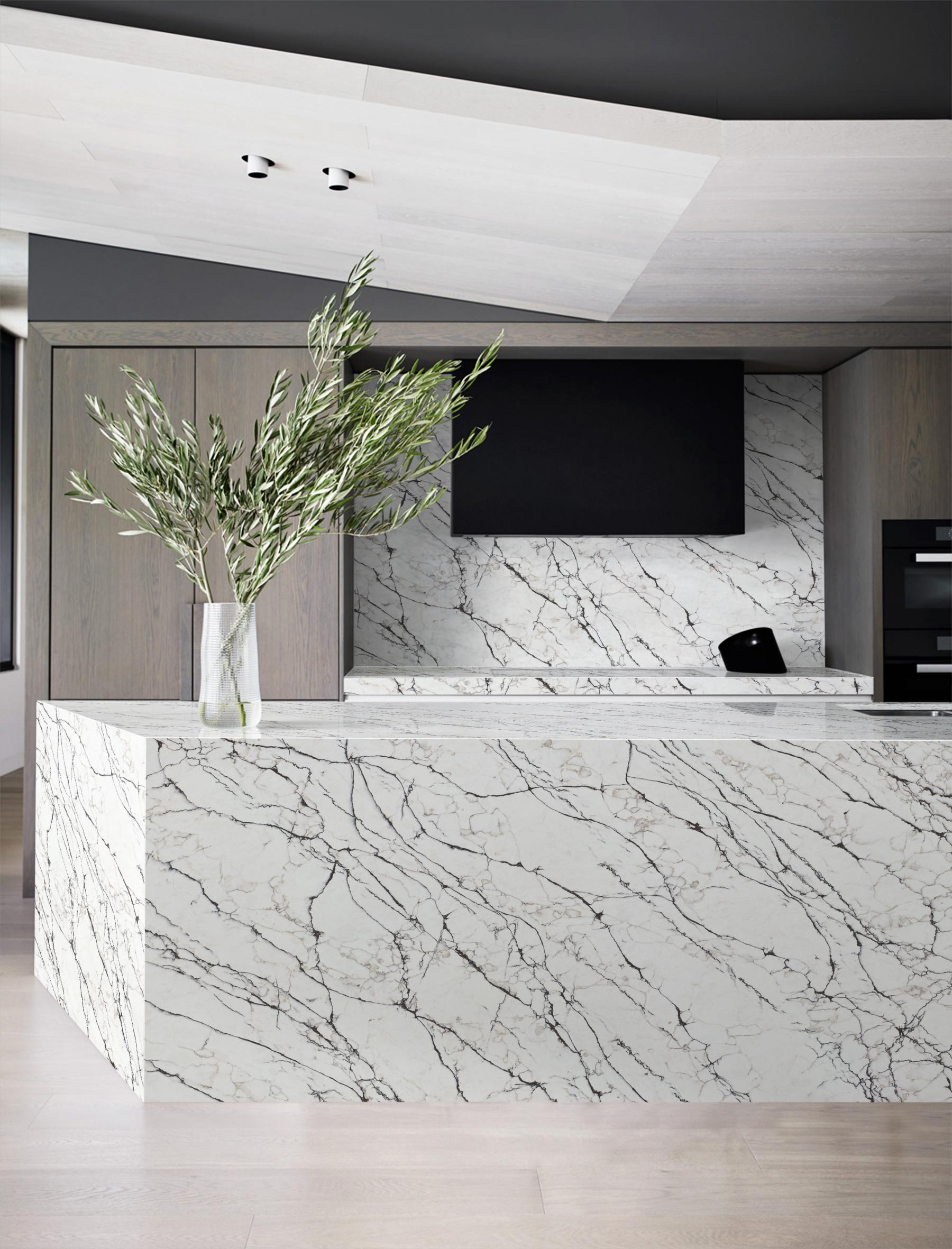 Belgravia Island with full cladding and splashback polished