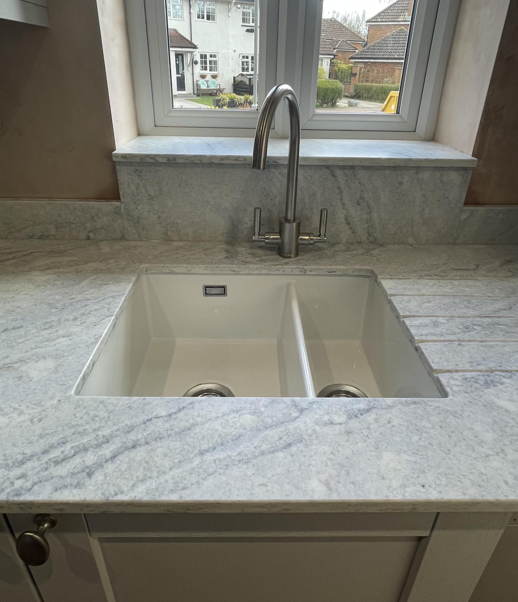 Pacific Blue window sill Project: Letchworth polished
