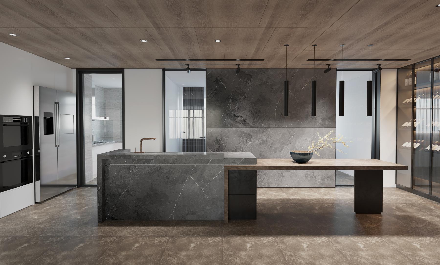Imperial Black Island and full Splashback leather matt