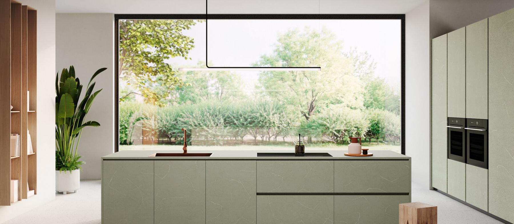 Atlantis worktop and kitchen doors cladding polished and matt