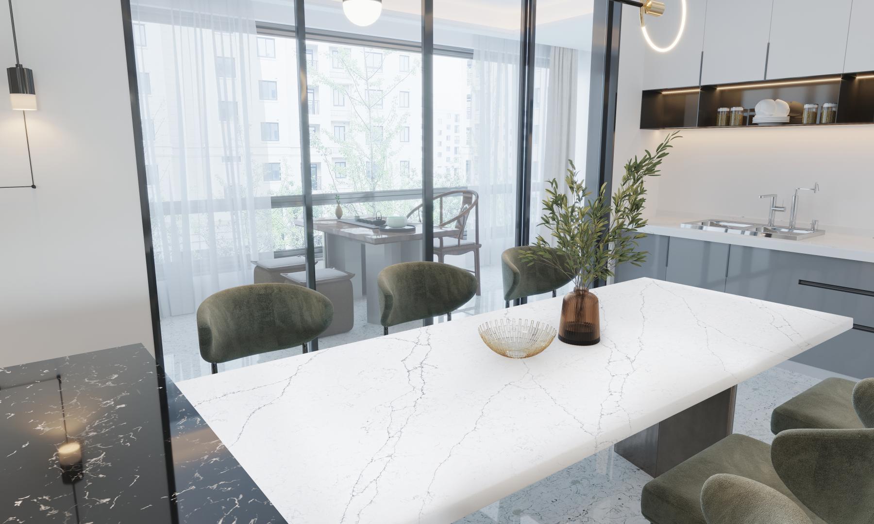 Alaska Bianca worktop polished, bookmatch