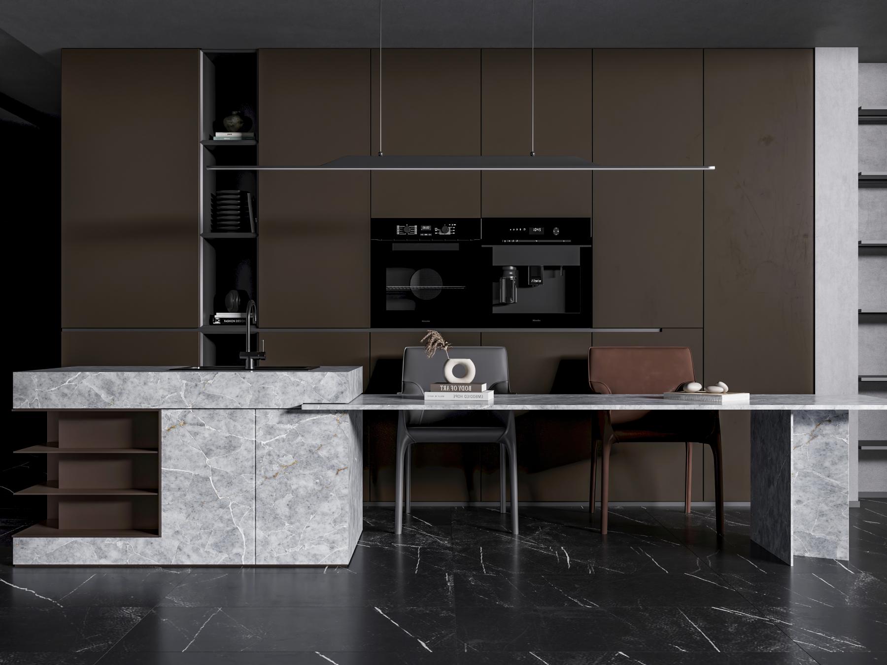 Amonzonite Gris worktop polished, backlit