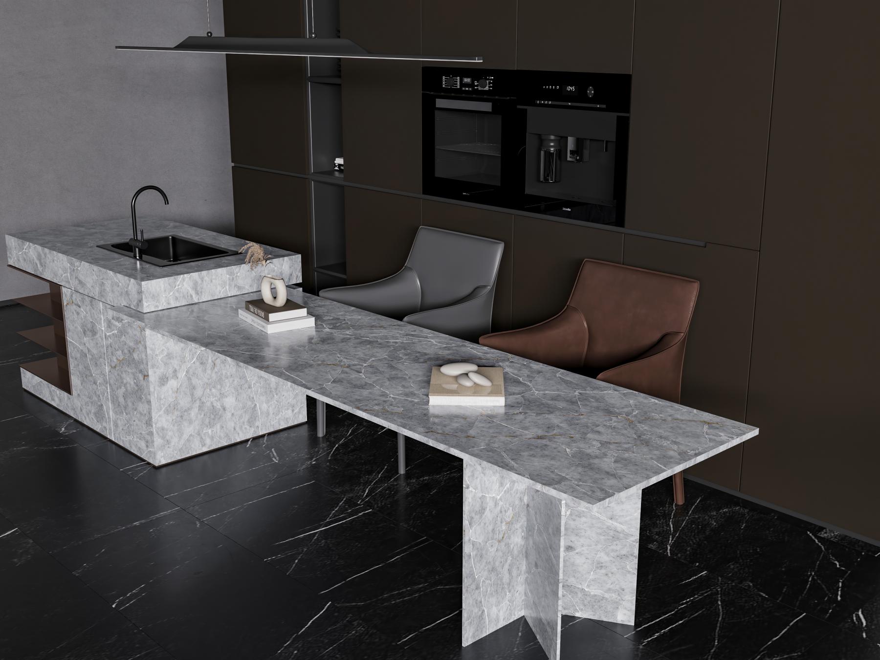 Amonzonite Gris Island table polished, backlit