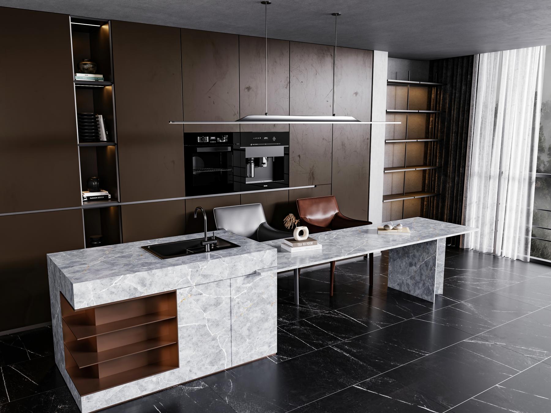 Amonzonite Gris Island polished, backlit