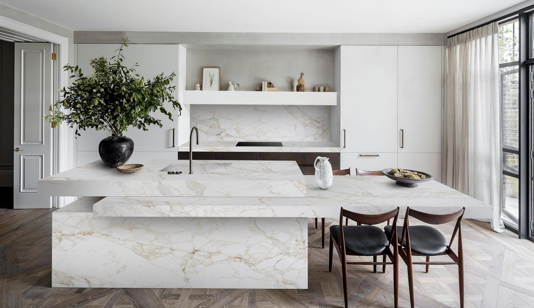 Calacatta Vagli island and worktop polished