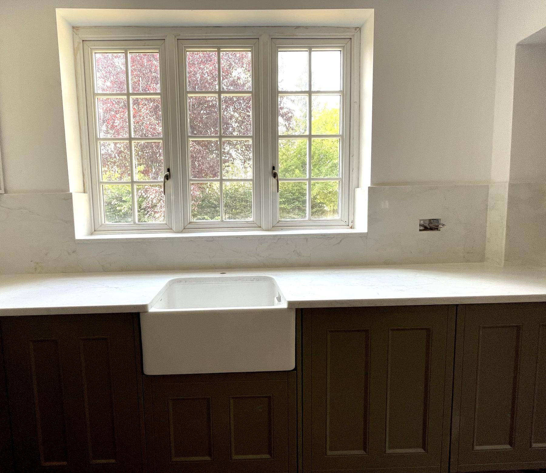 Arabescato Gold window sill cladding Project: Letchworth polished