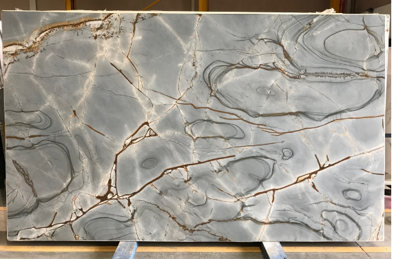 Blue Roma slab leather and polished
