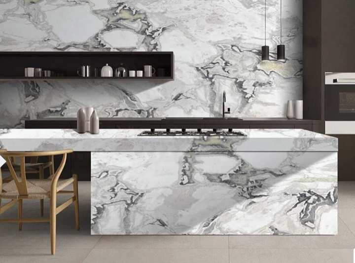 Dover White Marble Island , worktop and Splashback 